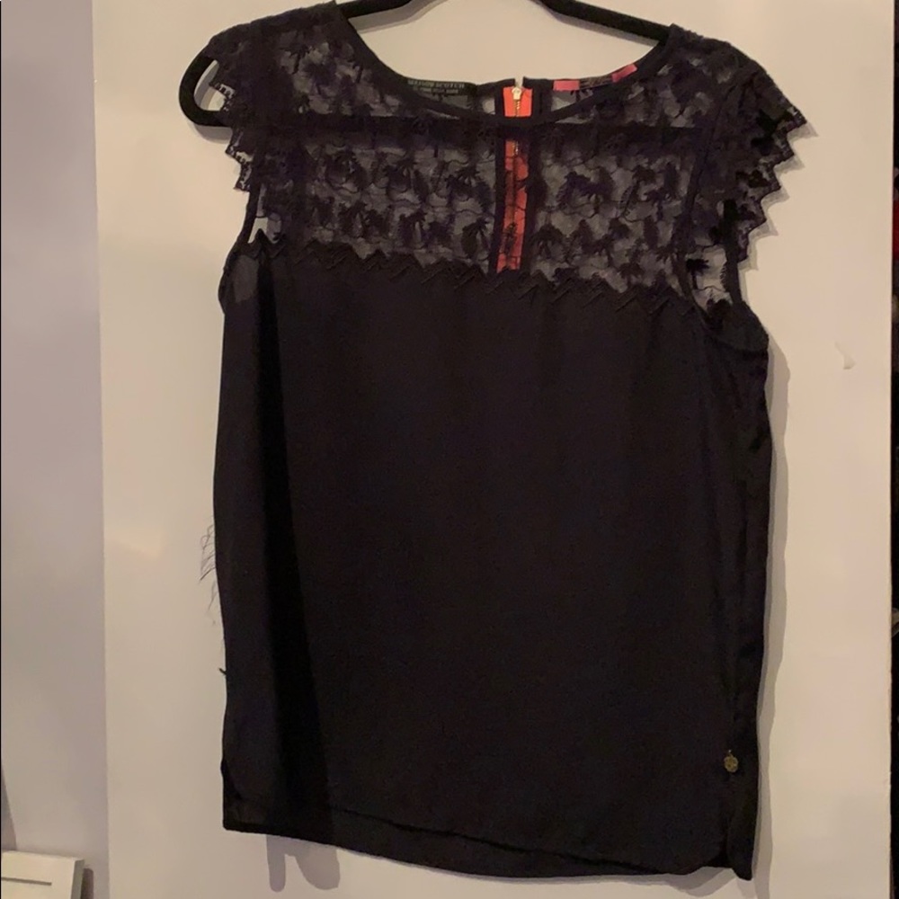 Silk top with mesh netting on top